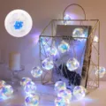 Guirnalda de luces LED de rosa iridiscente, luces decorativas coloridas para dormitorio. - 1.5 Metros 10 Luces 2 Secciones Fijo / Cristal cálido