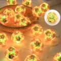 Cadena de luces LED colorida con bolas de papel láser para decoración de habitación romántica luz - 1.5 Metros 10 Luces 2 Secciones Fijo / Naranja Apasionado