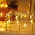 Guirlande luminosa LED estrella luna luz calida luces de hadas dormitorio decoracion variante. - 6m 40 LED con Pilas / Blanco cálido 3 estrellas con luna
