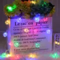 Guirlanda de Luces LED Estrellas Coloridas Hadas Vacaciones Habitación Fiesta Decoración - 1,5m 10 LED luz fija con caja de 2 pilas AA / Estrella de cinco puntas de cuatro colores