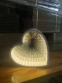 Lámpara de noche con espejo infinito de túnel LED en forma de corazón decorativa - Corazón