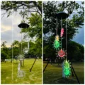 Campana de viento solar LED impermeable cambio de color colgante decorativo jardín. - Estilo de sol transparente