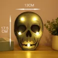 Luz nocturna LED de calavera de Halloween lámpara decorativa fiesta espeluznante decoración 13x17.5cm - Calaveras verde ceniza