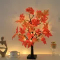 LED maple tree light for autumn home decoration, artificial autumn leaf night lamp detail view. - Maple Leaf