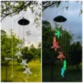 Solar LED estrella carillón viento luz exterior impermeable cambio color jardín decoración - Estilo de estrella transparente