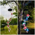 Carillón de viento solar LED exterior impermeable flor colorida decoración colgante - Hoja de arce