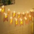 Guirnalda Luces LED Estrella Pinza Foto Banner Rosa Decoración Fiesta Cumpleaños - Modelo de Batería de 5 Metros con 20 LED / Blanco cálido