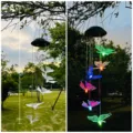 Campana de viento solar LED de mariposa para exterior con diseño colgante de 70cm y color. - Mariposa Transparente