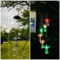 Carillón Viento Solar Ángel LED Impermeable Cambio Color Colgante para Jardín Exterior - Ángel Transparente