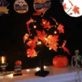 LED Halloween Maple Tree Light with Pumpkin Decor, Autumn Harvest Window Display Light - Maple Leaf Pumpkin