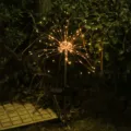 Luz solar de fuegos artificiales para jardín impermeable LED diente de león césped. - Blanco cálido / (Pack de 1) 60 LED - 8 modos de parpadeo