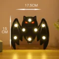 Luz nocturna LED de murcielago de Halloween, lampara decorativa festiva negra. - Murciélago de ojos abiertos