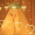 Luces de cortina de corazon LED cadena de luz calida para fiesta hogar decoracion - Corazón blanco cálido con enchufe