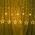 LED Estrella Cortina Guirnalda de Luces Blanco Cálido Ventana Decoración para Fiesta Navidad - Blanco cálido - Enchufe plano de 220V