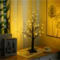 Warm LED copper wire tree light for home decor, cozy night light for bedroom or holiday setup. - Black Tree Bare Light Warm Light
