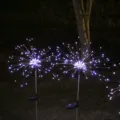 Exterior Solar Diente De León Fuegos Artificiales Jardín Estaca Blanco LED Decoración - Blanco / (Pack de 1) 60 LED - 8 modos de parpadeo