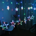 Guirnalda de luces LED de estrella cortina iluminacion colorida para decoracion variante - Cuatro colores 220V enchufe plano