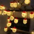 Guirnalda de luces LED de Papá Noel decorativa para árbol de fiesta iluminación interior - 3m 20-LED a Pilas / Papá Noel blanco cálido