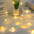 Guirnalda de luces LED de pollito de Pascua, luces decorativas para fiesta y habitación. - Pollo y huevo / 2m 20 LED fijo de 2 secciones