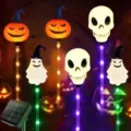 Luces solares de jardín Halloween LED calabaza fantasma cráneo decoración exterior - Caja de baterías impermeable 3 en 1