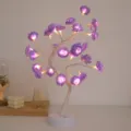Lampara de arbol de rosas LED detalle con flores moradas y luz calida para decoracion de hogar. - Árbol blanco con rosas púrpuras