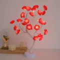 Detailansicht der LED Rosenbaumlampe, Touch-Steuerung, Schreibtisch-Dekolicht für Feiertagsgeschenke - Weiße Baum Rote Rosen