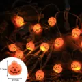Guirnalda de luces LED de calabaza de Halloween para decoración de fiestas y ambiente terrorífico. - 1.5 Metros 10 Luces 2 Secciones Fijo / Calabaza