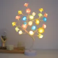 LED Rosenbaum Lampe Touch Steuerung Tisch Nachtlicht Festliche Raum Dekoration Geschenk - Weißer Baum mit bunten Rosen