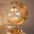 LED Hierro Luna Lámpara De Mesa Estilo Medio Oriente Decorativo Luz Nocturna Ornamento - Bola redonda colgante con patrón