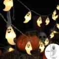 Guirnalda de luces LED de fantasma de Halloween, linda decoración colgante fantasma. - 1.5 Metros 10 Luces 2 Secciones Fijo / Fantasma