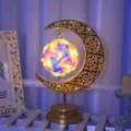 Lampara de luna de arte de hierro LED luz nocturna decorativa estilo Medio Oriente - Bola de arcoíris colgante con patrón