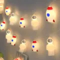 Guirnalda de luces LED de astronauta y cohete, ideal para decoración de habitación infantil y camping. - Guirnalda de luces de cohete y astronauta / Guirnalda 6 m 40 LED USB (luz fija)