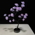 Lampara de Arbol de Flores de Rosa LED Tactil Luz de Noche Escritorio Decoracion Regalo - Árbol negro - Rosas moradas