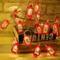 Cadena de luces LED mini linterna vintage kerosena tienda decoracion festiva luces - 1,5m 10 LED 2 pilas luz fija / Lámparas de aceite rojas