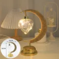 Luz nocturna de luna de cáñamo con bombilla de corazón USB LED lámpara de escritorio - Corazón / USB