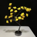 Lampara de arbol de rosas LED luz nocturna de escritorio flor luminosa decorativa regalo. - Árbol negro - Rosas amarillas