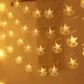 Guirnalda de Luces LED Estrellas Luna Blanco Calido Decoracion Fiesta Habitacion - 1,8m 10 LED fijo de 2 secciones / Estrella Luna Blanco Cálido