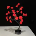 LED rote Rosenbaum Lampe Tisch Nachtlicht, romantische Tischdekoration für Feiertag. - Schwarzer Baum - Rote Rosen