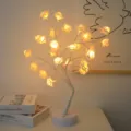 LED Rosen Blumen Baum Licht Tisch Nachtlampe Touch Steuerung Romantische Deko Geschenk - Weißer Baum mit weißen Rosen