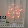 Rosa LED Rosen Blumen Baum Lampe Tisch Nachtlicht Deko Geschenk Rosa Variante Neu - Weißer Baum mit rosa Rosen
