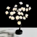 LED Rosen Baum Lampe Tisch Nachtlicht Dekorative Blumen Festliche Geschenke Zimmer Dekor - Schwarzer Baum mit weißen Rosen