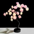 LED Rosen Blumen Baum Lampe Schreibtisch Nachtlicht Rosa Weiss Tisch Deko Geschenk - Schwarzer Baum mit weißen & rosa Rosen