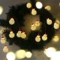 Guirnalda de luces LED de muñeco de nieve de Navidad a pilas para fiesta decoración. - 3m 20-LED a Pilas / Muñeco de nieve blanco cálido