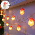Guirnalda de luces LED de Papá Noel para decoración navideña, luces acogedoras de ambiente. - 1.5 Metros 10 Luces 2 Secciones Fijo / Papá Noel con barba blanca