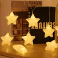 Guirnalda de luces LED estrella grieta blanco cálido luces de hadas para decoración - 6m 40 LED con Pilas / Estrellas blancas de ensueño