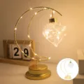 Lámpara de noche luna de hierro con colgante de corazón luz LED para decoración regalo - Corazón / 3 pilas AA