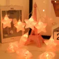 Guirnalda de luces LED de estrella agrietada, luces rosas para decoración, Navidad y boda. - 6m 40 LED con Pilas / Estrellas rosa pastel