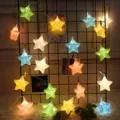 Guirnalda de luces LED de estrella agrietada decorativa para fiesta dormitorio - 6m 40 LED con Pilas / Estrella Colorida