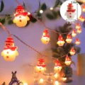 Guirnalda de Luces LED de Muneco de Nieve Navidad Decoracion de Habitacion 3.6x2.9cm - 1.5 Metros 10 Luces 2 Secciones Fijo / Muñeco de nieve
