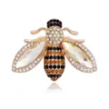 Exquisito detalle de broche de abeja con estrás, joya de alfiler animal cristal. - Dorado (B315-A)